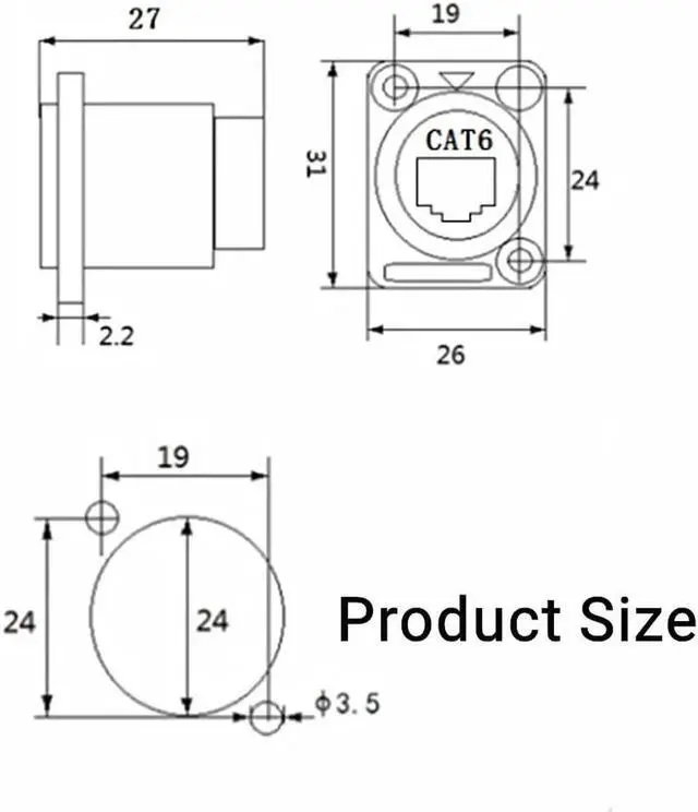 Alt view image 6 of 7 - 10PCS D-Type RJ45 Coupler, Shielded RJ45 Panel Mount Connector, CAT6/CAT5E/CAT5 Female to Female LAN Network Bulkhead Pass Through Socket