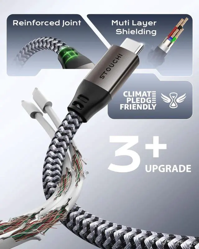 Alt view image 3 of 5 - Stouchi 40Gbps USB 4 Extension Cable 5FT, 240W Fast Charging USB C Extension Extender, 8K@60Hz Type C Male to Female Cable Compatible with Thunderbolt 4, MacBook, iPhone 17/16, Flash Drive, USB Hub