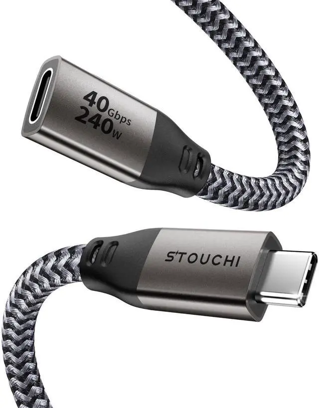 Main image of Stouchi 40Gbps USB 4 Extension Cable 5FT, 240W Fast Charging USB C Extension Extender, 8K@60Hz Type C Male to Female Cable Compatible with Thunderbolt 4, MacBook, iPhone 17/16, Flash Drive, USB Hub