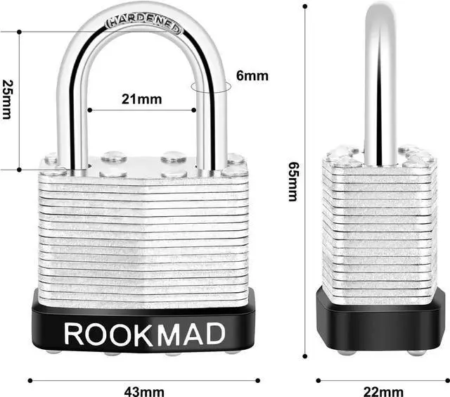 Alt view image 4 of 7 - 20 Pack Laminated Steel Padlocks, Keyed Alike Locks with Same Keys, Silver, Key Lock, Padlocks, Padlock