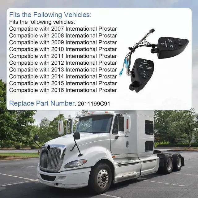 Alt view image 2 of 6 - Steering Wheel Cruise Control Switch Compatible with 2007-2016 International Prostar Replace# 901-5101, 2611199C91