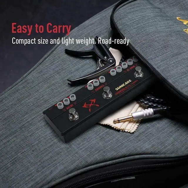 Alt view image 6 of 7 - Guitar Multi Effect Pedal Heavy Metal HiGain Distortion Boost Chorus Delay Guitar Pedal Black Hammer With Adapter