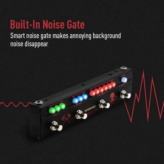 Alt view image 5 of 7 - Guitar Multi Effect Pedal Heavy Metal HiGain Distortion Boost Chorus Delay Guitar Pedal Black Hammer With Adapter