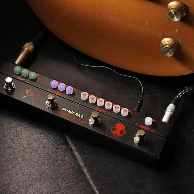 Alt view image 7 of 7 - Guitar Multi Effect Pedal Heavy Metal HiGain Distortion Boost Chorus Delay Guitar Pedal Black Hammer With Adapter