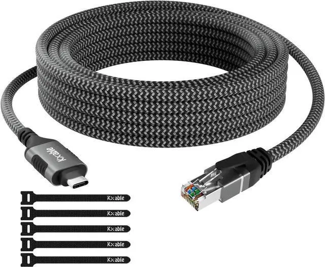 Main image of USB C to Ethernet Cable 15FT, Type C to RJ45 Cord, Directly Connected, Gigabit LAN Network, Thunderbolt 3/4 Compatible, for MacBook Pro/Air, iPad Pro, iPhone 15 Series, Galaxy, Smartphone, Laptop, PC