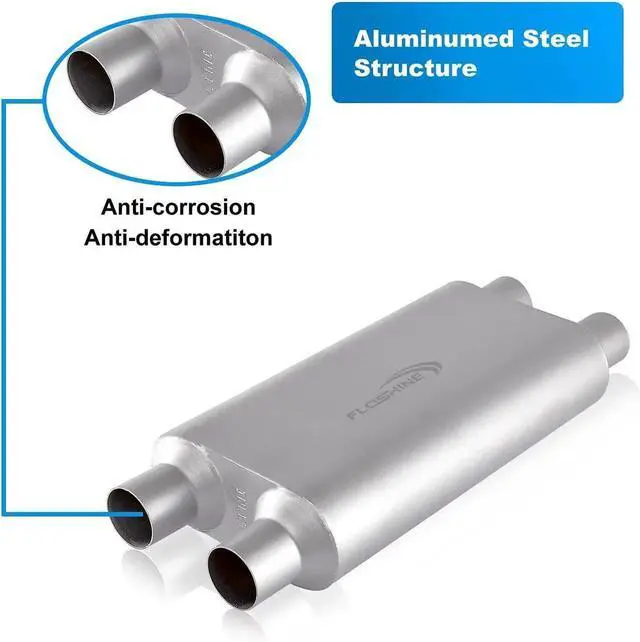 Alt view image 6 of 6 - Universal 80Series Mufflers 3.0 Inch Dul Inlet (ID) 3.0 Inch Dul Outlet (ID), 3 Chamber Performance Automotive Muffler Exhaust FH20D20