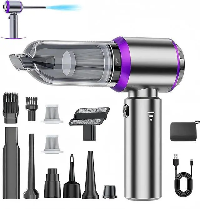 Main image of Handheld Car Vacuum Cleaner, 21000PA Rechargeable High Power Cordless Mini Vacuum Cleaner and Blower 4-in-1 with 3 Gear, Vacuum with Brushless Motor for Car, Home, Office, PC