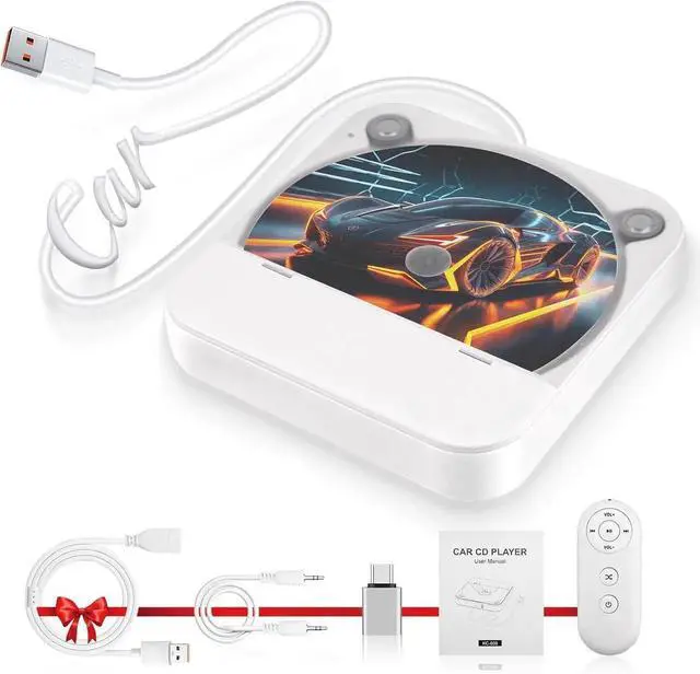 Main image of External Portable CD Player for Car - Car CD Player with USB Port AUX Port, Extra USB Extension Cable, Universal USB CD Player for Vehicle, Laptop, TV, Computer, for Android 4.4 and Above Navigation