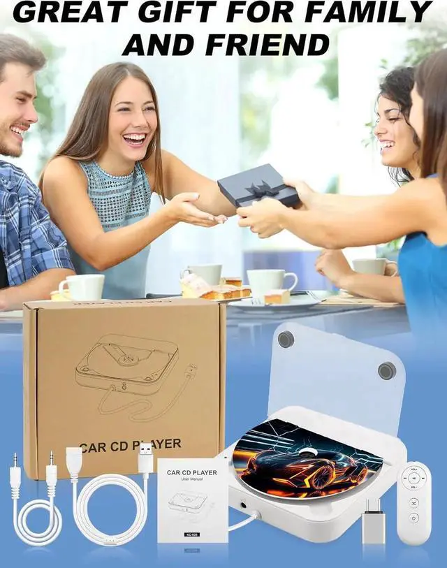 Alt view image 2 of 7 - External Portable CD Player for Car - Car CD Player with USB Port AUX Port, Extra USB Extension Cable, Universal USB CD Player for Vehicle, Laptop, TV, Computer, for Android 4.4 and Above Navigation