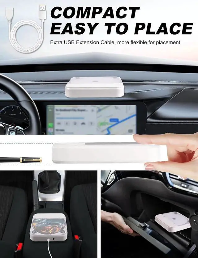 Alt view image 3 of 7 - External Portable CD Player for Car - Car CD Player with USB Port AUX Port, Extra USB Extension Cable, Universal USB CD Player for Vehicle, Laptop, TV, Computer, for Android 4.4 and Above Navigation