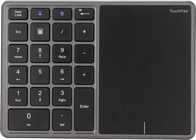 Alt view image 7 of 7 - Wireless Numeric Keypad, 22 Keys 2.4G Bluetooth Number Keyboard with Touchpad, Type C Interface, Support for Win, for iOS, for Android, for OS X Systems(Grey)