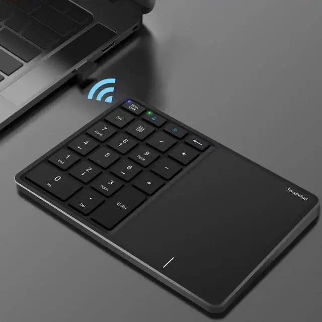 Alt view image 5 of 7 - Wireless Numeric Keypad, 22 Keys 2.4G Bluetooth Number Keyboard with Touchpad, Type C Interface, Support for Win, for iOS, for Android, for OS X Systems(Grey)