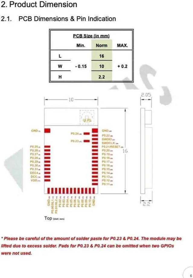 Alt view image 2 of 3 - MDBT42Q-U512KV2 Nordic nRF52832 Solution u.FL Connector 32 GPIO Bluetooth Module BT5.2 FCC IC CE Telec KC SRRC (3pcs Pak)