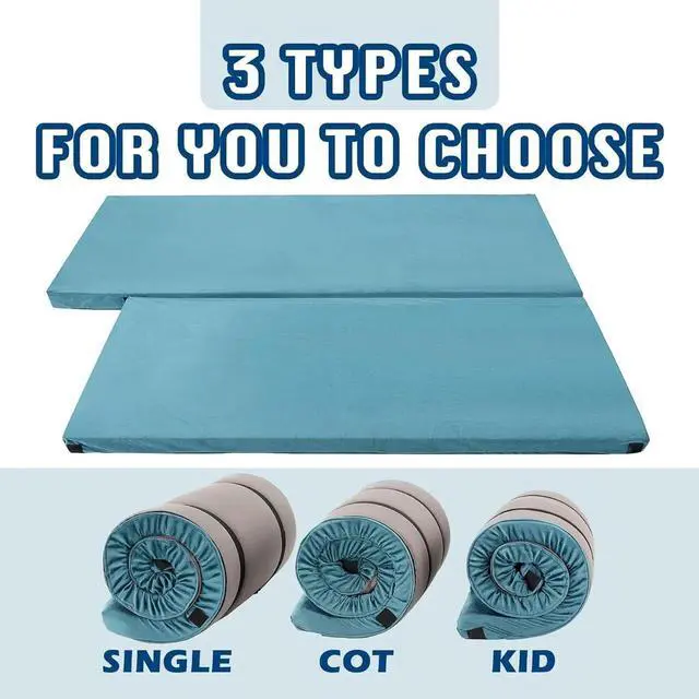 Alt view image 4 of 7 - Foam Camping Mattress - Roll Up Sleeping Mat for Cot, Foam Sleeping Pad for Camping with Cover for Kids, Adults, Portable Camping Mat, Camping Pad for Bed, Car