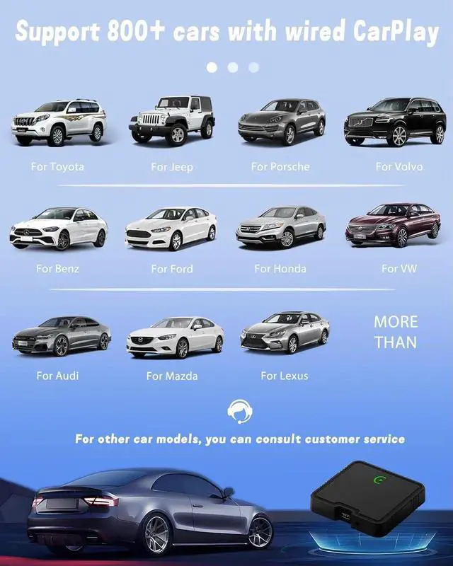 Alt view image 2 of 7 - Wireless Carplay Adapter 2025 Ai Box for iPhone & Android Auto with Netflix YouTube Supports TF card Dongle Plug and Play Easy Setup Carplay Video entertainment box for iOS 10+ and cars after 2015 Car