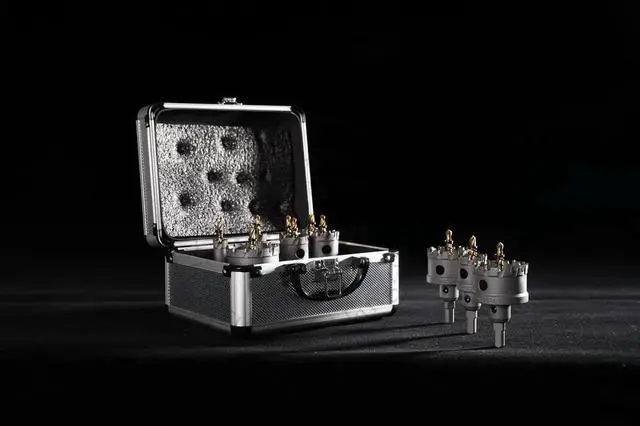 Alt view image 7 of 7 - Heavy Duty Hole Saw Set, 12-Piece, Carbide Hole Cutter Kit, Titanium Plated Pilot Drill Bit, Rust-Proof Aluminum Box