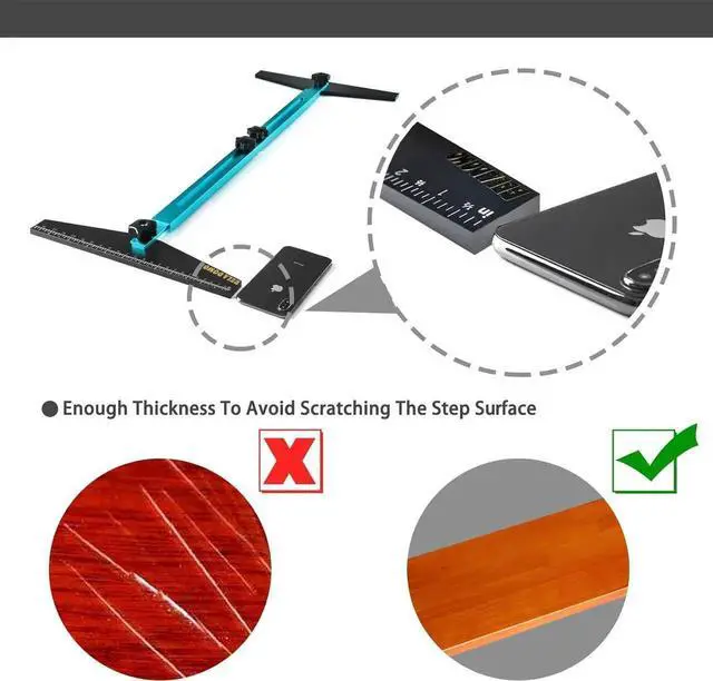 Alt view image 3 of 6 - Stair Treads Template Tool,Metal Tread Gauge,Shelf Layout Tool,Aluminum Alloy Manufacturing (Cyan) cyan -
