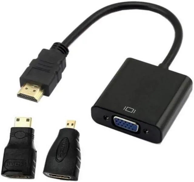 Main image of JVFYI HD-023+038+057 HDMI Source to VGA Female Output Cable with MicroMini HDMI Adapter for Projector Monitor PC Laptop Black