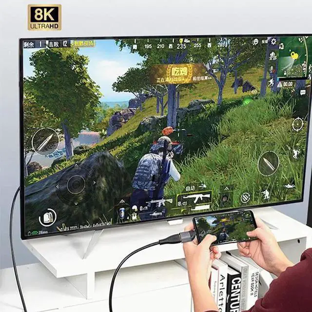 Alt view image 7 of 7 - JVFYI UC-220-H8K USB4 USB-C Type-C Source to Female HDMI 2.1 Display 8K 60HZ UHD 4K HDMI Male Monitor Adapter