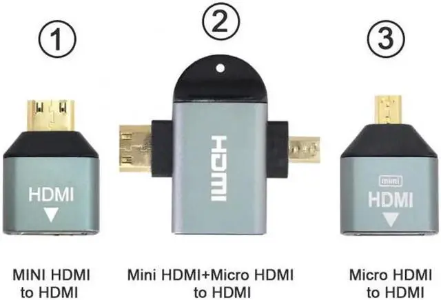 Alt view image 3 of 7 - JVFYI HD-013 3pcs/set MicroMini HDMI to HDMI 1.4 Female 2-in-1 Combo Adapter 4K@60hz