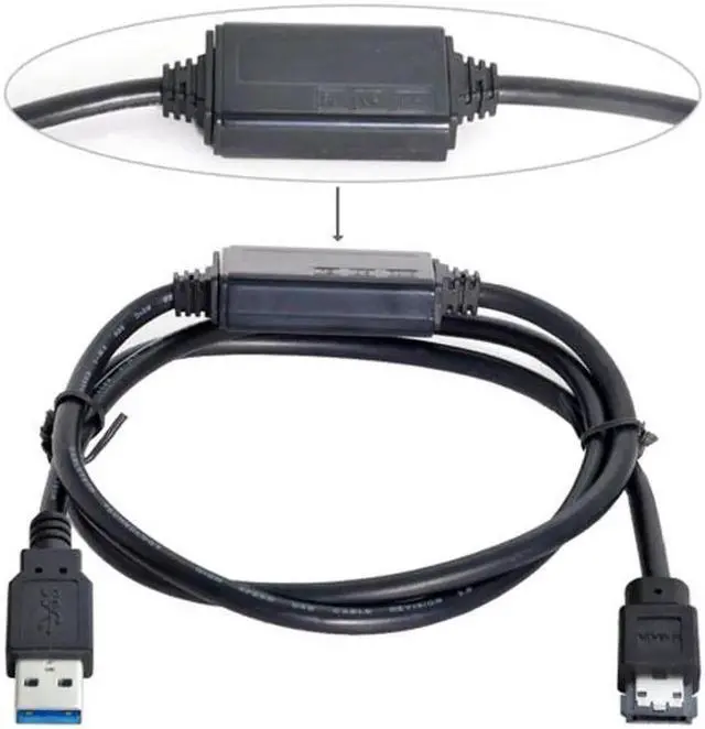 Alt view image 3 of 5 - JVFYI U3-008 USB 3.0 to Power Over eSATA DC5V Adapter USB2.0 to HDD/SSD/ODD eSATAp Converter