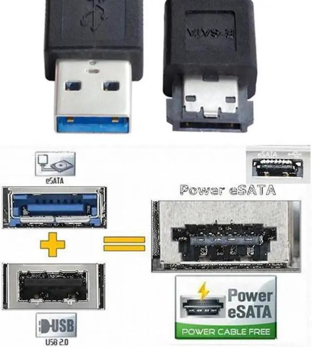Alt view image 2 of 5 - JVFYI U3-008 USB 3.0 to Power Over eSATA DC5V Adapter USB2.0 to HDD/SSD/ODD eSATAp Converter