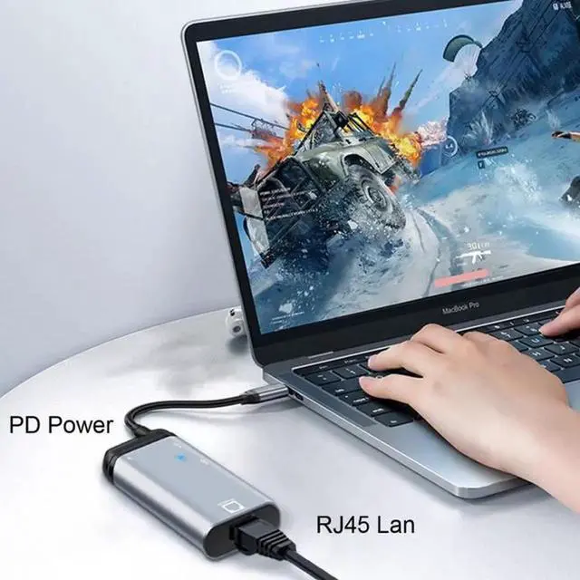 Alt view image 5 of 5 - JVFYI USB-C Type-C USB3.1 to 1000Mbps Gigabit Ethernet Network LAN Adapter with Female PD Power Port