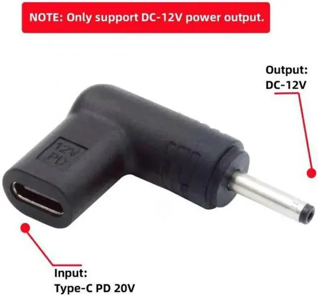 Alt view image 3 of 7 - JVFYI USB 3.1 Type C USB-C Female to DC 12V 3.0x1.1mm Plug Adapter PD Emulator Trigger 90 Degree Angled