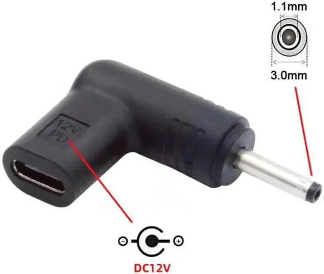 Alt view image 5 of 7 - JVFYI USB 3.1 Type C USB-C Female to DC 12V 3.0x1.1mm Plug Adapter PD Emulator Trigger 90 Degree Angled