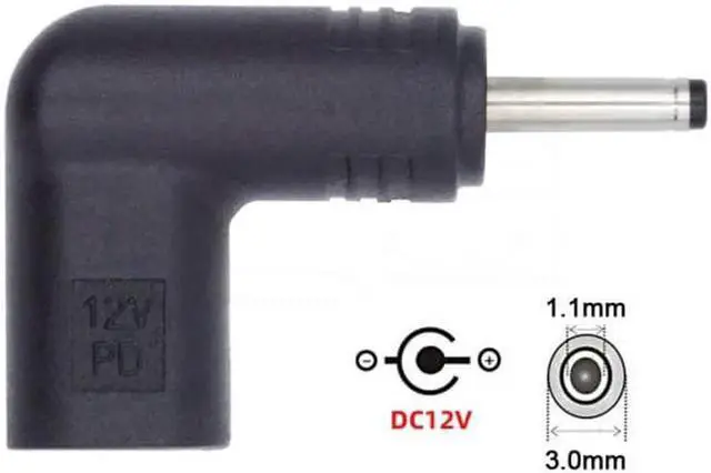 Alt view image 4 of 7 - JVFYI USB 3.1 Type C USB-C Female to DC 12V 3.0x1.1mm Plug Adapter PD Emulator Trigger 90 Degree Angled