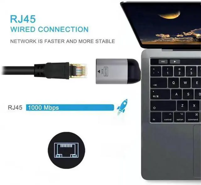 Alt view image 6 of 7 - JVFYI UC-220-LAN USB-C Type-C USB3.1 to 1000Mbps Gigabit Ethernet Network LAN Adapter for Laptop