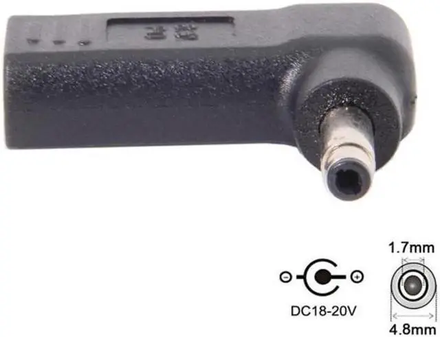 Alt view image 2 of 3 - JVFYI UC-112-4817HP USB 3.1 Type C USB-C to DC 19V 4.8*1.7mm Adapter PD Emulator Trigger 90 Degree Angled for HP Laptop