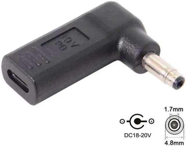 Main image of JVFYI UC-112-4817HP USB 3.1 Type C USB-C to DC 19V 4.8*1.7mm Adapter PD Emulator Trigger 90 Degree Angled for HP Laptop