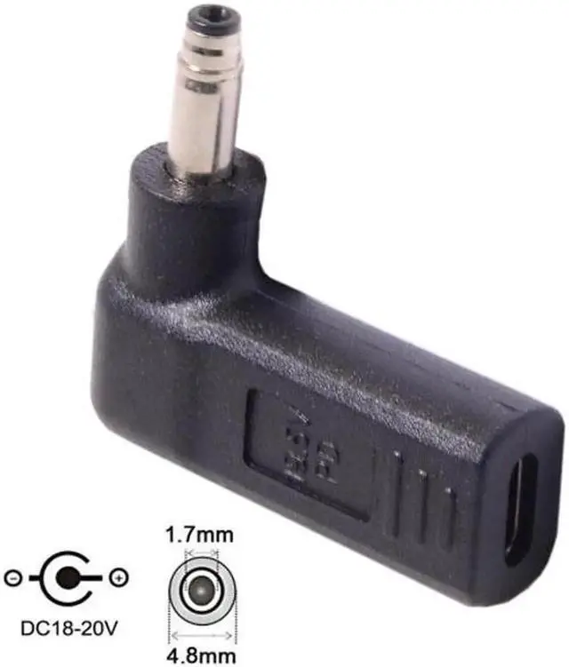 Alt view image 3 of 4 - JVFYI UC-112-4817HP USB 3.1 Type C USB-C to DC 19V 4.8*1.7mm Adapter PD Emulator Trigger 90 Degree Angled for HP Laptop
