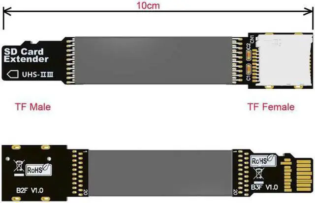 Alt view image 2 of 6 - JVFYI EP-012-B33SF TF Micro SD Male Extender to TF Card Female Extension Cable Adapter Flexible SD/SDHC/SDXC UHS-III UHS-3