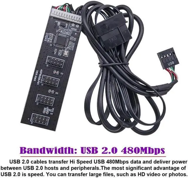 Alt view image 7 of 7 - JVFYI U2-053 USB 2.0 9pin 10pin Header 1 to 4 Female Splitter Extension Cable HUB with IDE 5V Power Connector Adapter Port Multilier