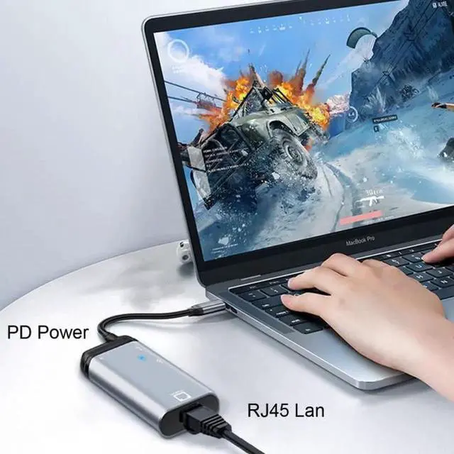 Alt view image 5 of 5 - JVFYI USB-C Type-C USB3.1 to 1000Mbps Gigabit Ethernet Network LAN Adapter with Female PD Power Port