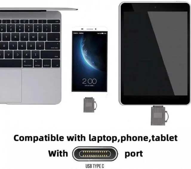 Alt view image 5 of 6 - JVFYI UC-137 5Gbps USB 3.0 Type C USB-C to Micro SD SDXC TF Card Reader Adapter for Laptop Tablet Phone