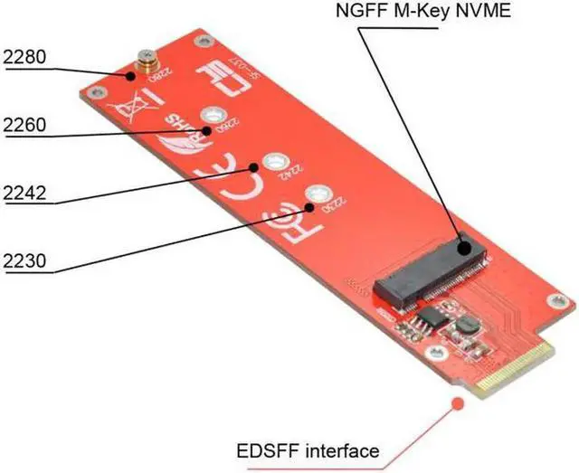 Alt view image 2 of 7 - JVFYI SF-037 NVMe NGFF M-key 4X Host Adapter to Ruler 1U GEN-Z EDSFF Short SSD E1.S Carrier Adapter