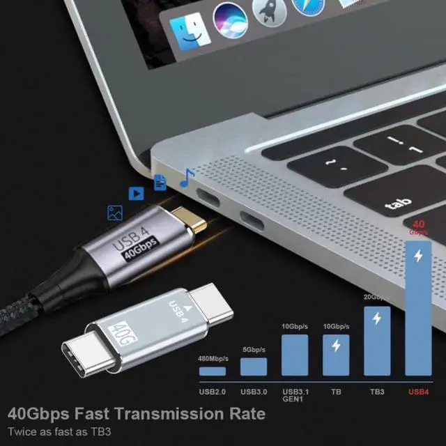 Alt view image 7 of 7 - JVFYI UC-026-MM 40Gbps USB4 Type C Male to Male Straight Connector 100W Power Data 8K Video Adapter for Laptop Phone
