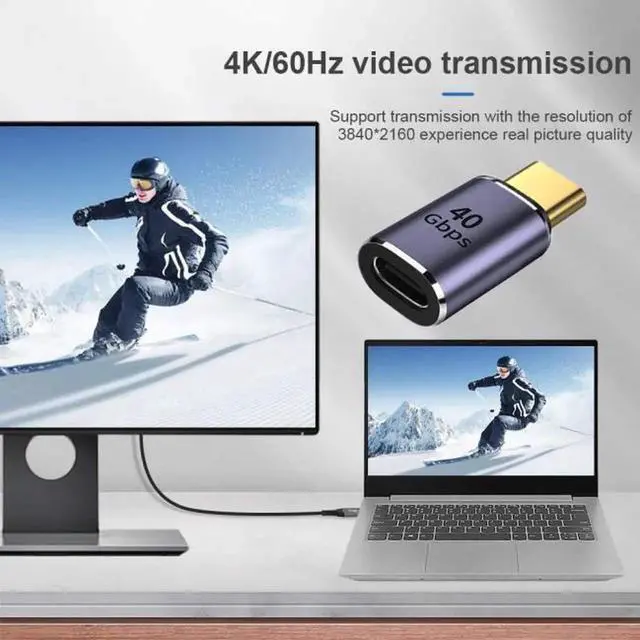 Alt view image 6 of 7 - JVFYI 40Gbps USB4 Type C Male to Female Straight Connector 100W Power Data 8K Video Adapter for Laptop Phone