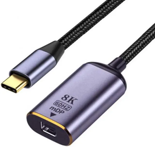Alt view image 2 of 7 - JVFYI UC-006-M8K USB4 USB-C Type-C Source to MINI Displayport MINI-DP Female Cable Display 8K 60HZ UHD 4K Monitor Displays