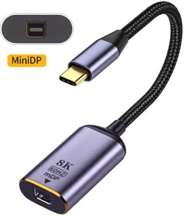 Alt view image 4 of 7 - JVFYI UC-006-M8K USB4 USB-C Type-C Source to MINI Displayport MINI-DP Female Cable Display 8K 60HZ UHD 4K Monitor Displays