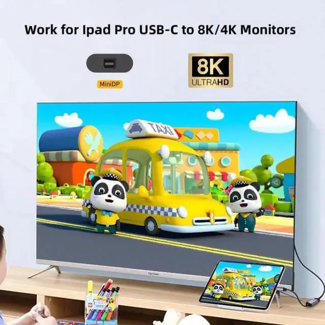 Alt view image 3 of 7 - JVFYI USB4 USB-C Type-C Source to MINI Displayport MINI-DP Female Cable Display 8K 60HZ UHD 4K Monitor Displays