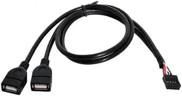 Alt view image 3 of 7 - JVFYI U2-129 USB 9Pin 10Pin Motherboard Female Header to Dual USB 2.0 Female Adapter Cable 50cm