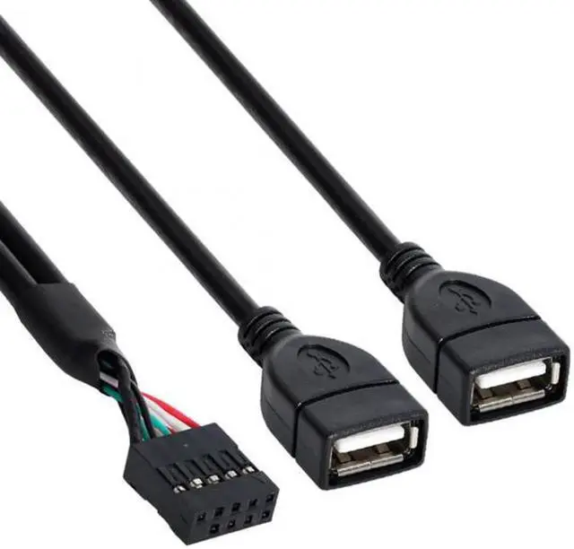 Alt view image 2 of 7 - JVFYI U2-129 USB 9Pin 10Pin Motherboard Female Header to Dual USB 2.0 Female Adapter Cable 50cm