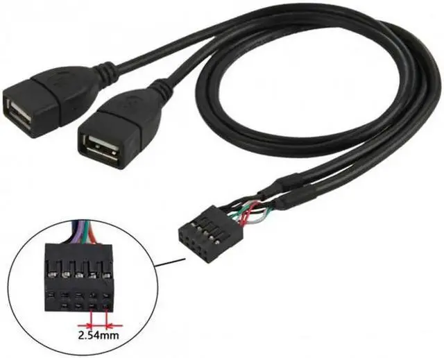 Alt view image 6 of 7 - JVFYI U2-129 USB 9Pin 10Pin Motherboard Female Header to Dual USB 2.0 Female Adapter Cable 50cm