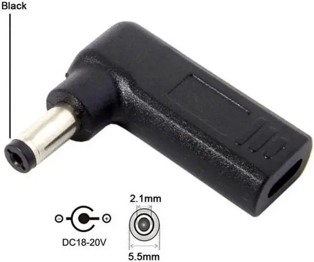 Main image of JVFYI UC-112-5521MM USB 3.1 Type C USB-C to DC 20V 5.5 2.1mm Adapter PD Emulator Trigger 90 Degree Angled