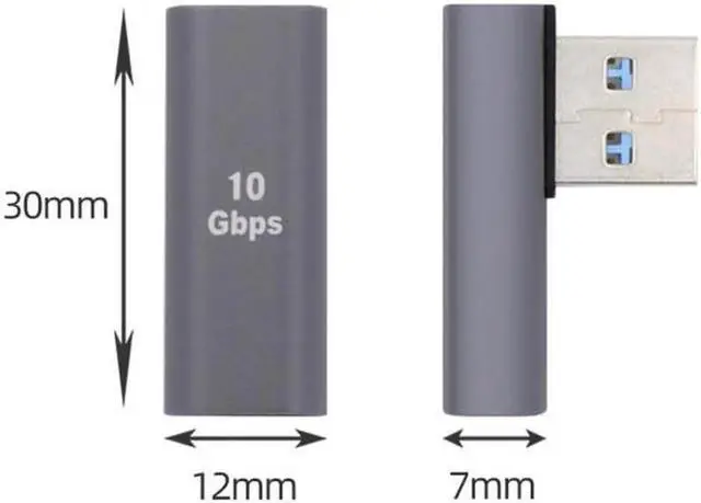 Alt view image 4 of 7 - JVFYI UC-067-LP USB-C Type C Female Low Profile 90 Degree Left Angled to USB 3.0 A Male Data Adapter for Laptop Desktop