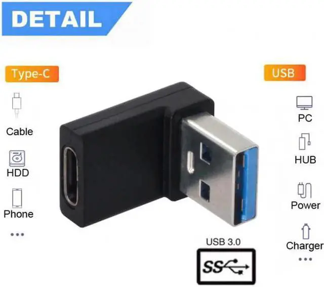Alt view image 7 of 7 - JVFYI UC-067-UP USB-C Type C Female 90 Degree Up Angled to USB 3.0 A Male Data Adapter for Laptop Desktop